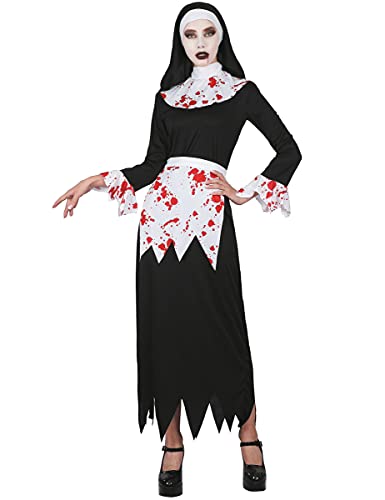 DEGUISE TOI Blutige-Nonne Damenkostüm für Halloween schwarz-weiss-rot - Rot DEGUISE TOI Blutige-Nonne Damenkostüm für Halloween schwarz-weiss-rot - Rot von DEGUISE TOI