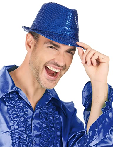 DEGUISE TOI Borsalino Partyhut mit Pailletten für Erwachsene - Blau DEGUISE TOI Borsalino Partyhut mit Pailletten für Erwachsene - Blau von DEGUISE TOI