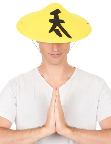 DEGUISE TOI VEGAOO - Chinesischer Hut für Erwachsene gelb-schwarz - Hut - Einheitsgröße - Gelb - Accessoires - 100% Polyester - Carnaval von DEGUISE TOI