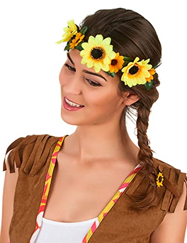 DEGUISE TOI Hippie Blumen-Haarband für Damen Kostüm-Accessoire grün-gelb - Gelb DEGUISE TOI Hippie Blumen-Haarband für Damen Kostüm-Accessoire grün-gelb - Gelb von DEGUISE TOI