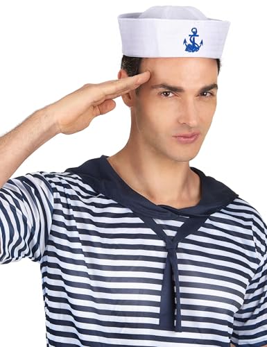 DEGUISE TOI Matrosenhut für Herren mit blauem Anker weiß - Weiß von DEGUISE TOI