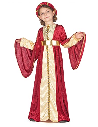 VEGAOO - Mittelalter-Königin Mädchenkostüm rot-goldfarben -Kleid -Kopfschmuck -Gürtel - 122/134 (7-9 Jahre) - Rot - Kostüme für Kinder - 100% Polyester - Carnaval VEGAOO - Mittelalter-Königin Mädchenkostüm rot-goldfarben -Kleid -Kopfschmuck -Gürtel - 122/134 (7-9 Jahre) - Rot - Kostüme für Kinder - 100% Polyester - Carnaval von DEGUISE TOI