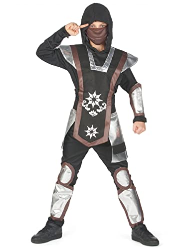 DEGUISE TOI Ninja-Kostüm für Jungen hochwertiges Karnevals-Kostüm schwarz-silber-braun - Schwarz DEGUISE TOI Ninja-Kostüm für Jungen hochwertiges Karnevals-Kostüm schwarz-silber-braun - Schwarz von DEGUISE TOI
