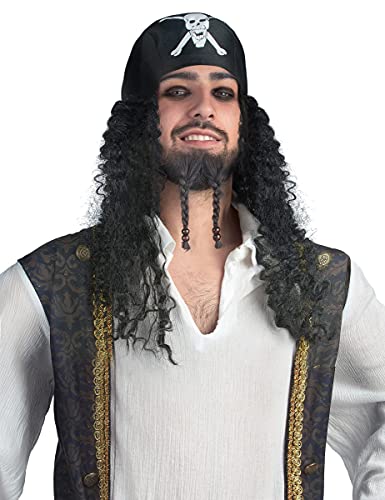 DEGUISE TOI Piraten-Perücke mit Totenkopf-Bandana für Herren schwarz-Weiss - Schwarz DEGUISE TOI Piraten-Perücke mit Totenkopf-Bandana für Herren schwarz-Weiss - Schwarz von DEGUISE TOI