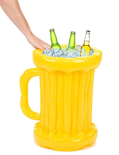 DEGUISE TOI VEGAOO - Aufblasbare Kühlbox Bierkrug 55 cm gelb - aufblasbare Kühlbox - Einheitsgröße - Gelb - Partydeko - Kunststoff - von DEGUISE TOI