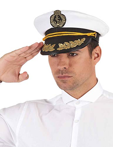 DEGUISE TOI VEGAOO - Kapitäns-Mütze für Erwachsene - Mütze - Einheitsgröße - Weiß - Accessoires - 100% Polyester - Carnaval von DEGUISE TOI