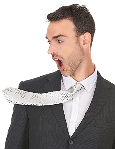 DEGUISE TOI Vegaoo Unisex Karneval-Krawatte mit Pailletten weiss-silber DEGUISE TOI Vegaoo Unisex Karneval-Krawatte mit Pailletten weiss-silber von DEGUISE TOI