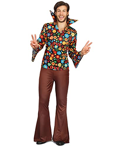 Vegaoo Blumiges Hippie-Kostüm für Herren bunt - M von DEGUISE TOI