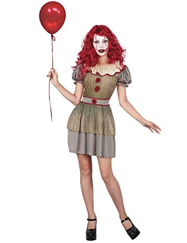 Vegaoo Gruseliges Horror-Clown-Kostüm für Damen Gold-grau - M von DEGUISE TOI