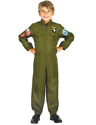 Vegaoo Jet-Piloten Kampfpiloten-Kostüm für Kinder grün - 110-122 (4-6 Jahre) von DEGUISE TOI