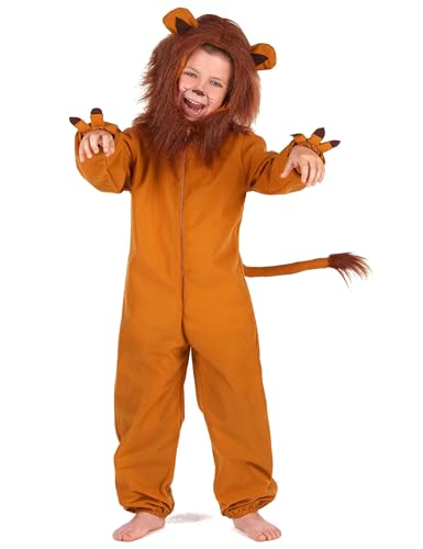 Vegaoo Löwe-Kostüm für Kinder Karneval braun - 122/134 (7-9 Jahre) von DEGUISE TOI
