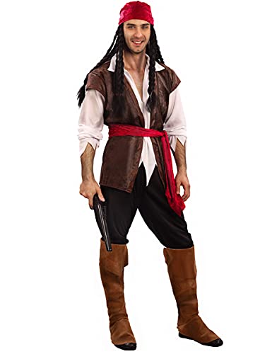 Vegaoo Piraten-Kostüm in Übergrösse Karneval-Kostüm 6-teilig braun-rot-Weiss - XXL von DEGUISE TOI