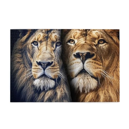 3D Tier Löwen Gedruckt Druck 1000 Teile Puzzle Premium Holzpuzzle Geschenke Für Erwachsene Familie Hochzeit Abschluss Geschenk Vertikale Version von DEHIWI