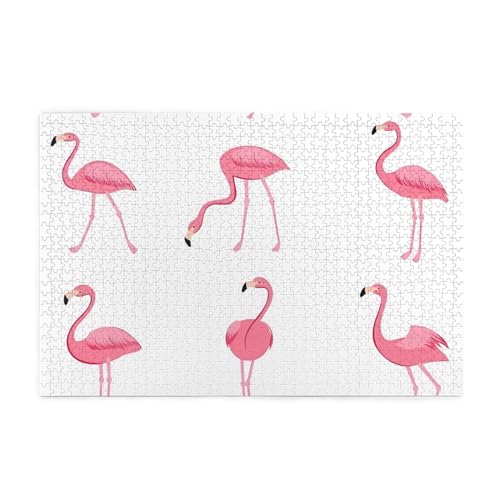 Flamingos auf weißem Druck, 1000 Teile, Puzzle, Premium-Holzpuzzle, Geschenke für Erwachsene, Familie, Hochzeit, Abschlussgeschenk, vertikale Version von DEHIWI