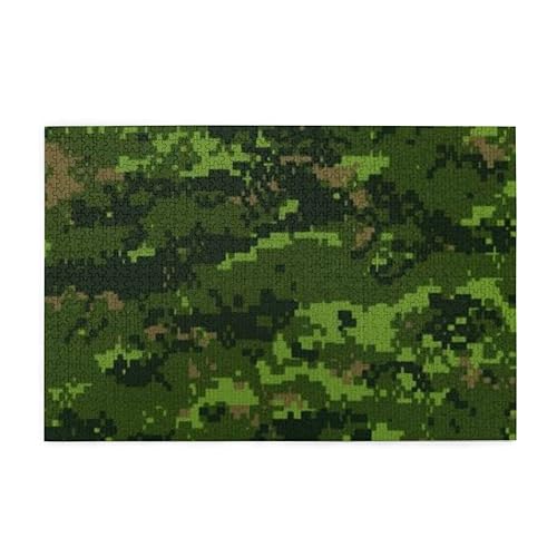 Green Army Digital Camouflage Print 1000 Teile Puzzle Premium Holzpuzzle Geschenke Für Erwachsene Familie Hochzeit Abschluss Geschenk Vertikale Version von DEHIWI