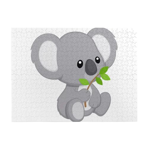 Grünes Blatt Koala Druck Puzzle 500 Teile Holzpuzzle Geschenke Für Erwachsene Familie Hochzeit Abschluss Geschenk Vertikale Version von DEHIWI