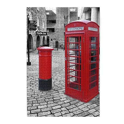 London Rote Telefonzelle Drucken 1000 Teile Puzzle Premium Holzpuzzle Geschenke Für Erwachsene Familie Hochzeit Abschluss Geschenk Vertikale Version von DEHIWI