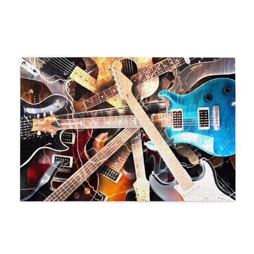 Musik Gitarre Druck 1000 Teile Puzzle Premium Holzpuzzle Geschenke Für Erwachsene Familie Hochzeit Abschluss Geschenk Vertikale Version von DEHIWI