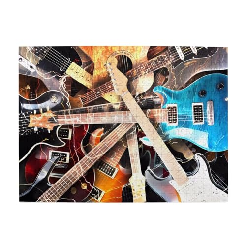 Musik Gitarre Druck Puzzle 500 Teile Holzpuzzle Geschenke Für Erwachsene Familie Hochzeit Abschluss Geschenk Vertikale Version von DEHIWI