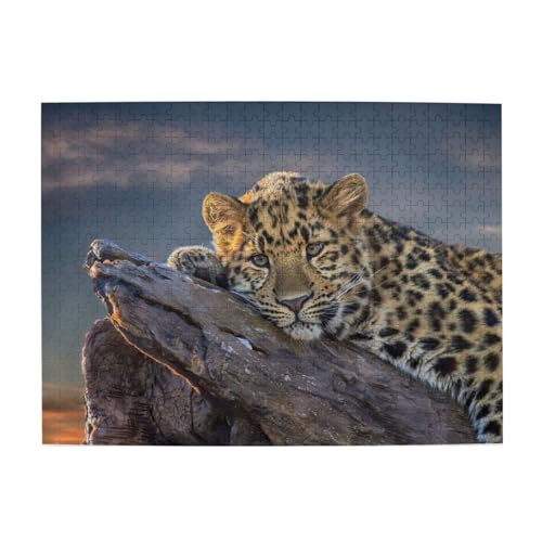 Puzzle mit Leopardenmuster, 500 Teile, Holzpuzzle, Geschenke für Erwachsene, Familie, Hochzeit, Abschlussgeschenk, vertikale Version von DEHIWI