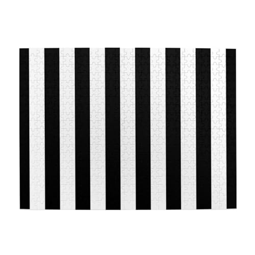 Puzzle mit schwarz-weißem Streifendruck, 500 Teile, Holzpuzzle, Geschenke für Erwachsene, Familie, Hochzeit, Abschlussgeschenk, vertikale Version von DEHIWI
