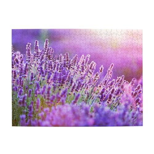 Romantisches Puzzle mit violettem Lavendel-Druck, 500 Teile, Holzpuzzle, Geschenke für Erwachsene, Familie, Hochzeit, Abschlussgeschenk, vertikale Version von DEHIWI