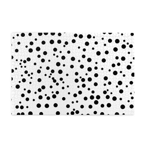 Schwarz und Weiß Polka Dot Print 1000 Teile Puzzle Premium Holzpuzzle Geschenke Für Erwachsene Familie Hochzeit Abschluss Geschenk Vertikale Version von DEHIWI