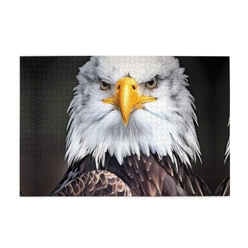 Weißer Kopf Adler Druck 1000 Teile Puzzle Premium Holzpuzzle Geschenke Für Erwachsene Familie Hochzeit Abschluss Geschenk Vertikale Version von DEHIWI