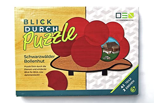 Blick-Durch-Puzzle: Schwarzwälder Bollenhut | Mehrschichtiges Holzpuzzle für die ganze Familie mit Lerneffekt | Geschenk für Schwarzwaldliebhaber von DEINDESIGNWERK von DEINDESIGNWERK