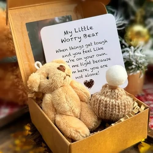 2025 Neue Handgemachte Mini Plüsch Teddybär in Box, Kleiner Bär in Box, Ultra Weiche Tier Plüschpuppe mit Inspirierender Karte, Geschenk für Weihnachten und Valentinstag, Schreibtischzubehör 2025 Neue Handgemachte Mini Plüsch Teddybär in Box, Kleiner Bär in Box, Ultra Weiche Tier Plüschpuppe mit Inspirierender Karte, Geschenk für Weihnachten und Valentinstag, Schreibtischzubehör von DEJIN