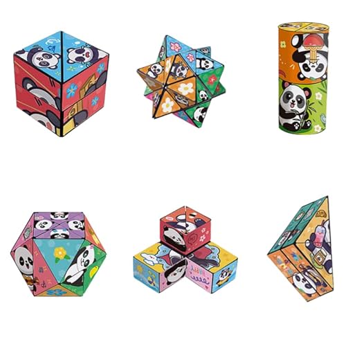 Kreativer faltbarer Panda-Zauberwürfel-Spielzeug für Kinder, 3D-Flips, Zauberwürfel-Set, Reise verwandelt Würfel, Stress-Angstlinderung und Zeitvertreib, 4-in-1-Würfel, Spielzeug für Kinder und von DEJIN