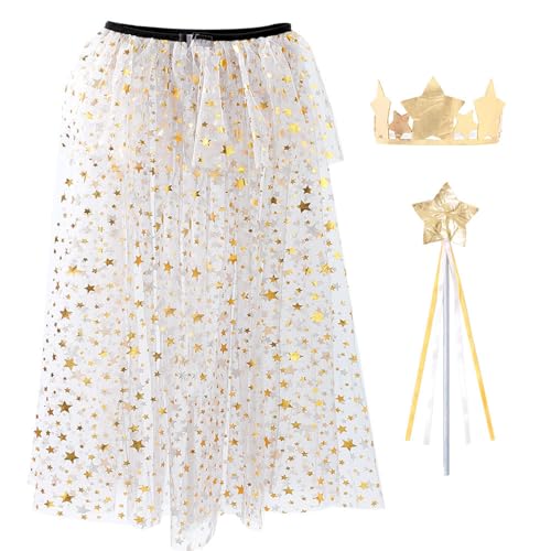 2pcs Pailletten Tüll Prinzessin Cape Cloak Mit Kronen Stirnbandprinzessinnen Kleidung Für Kinder Kleine Mädchen Pailletten Tüll Cape von DEKKRYNFV