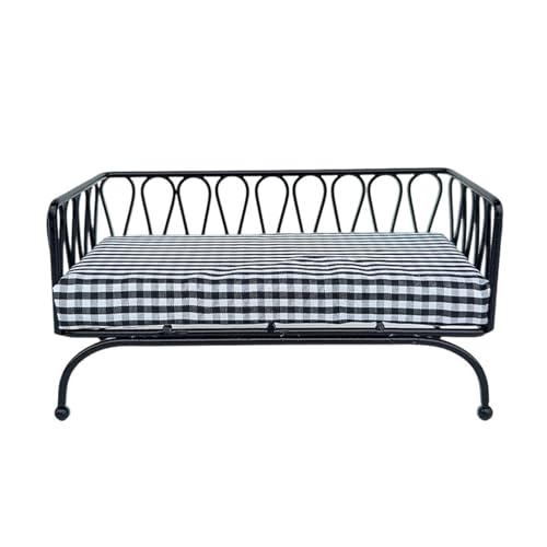DEKKRYNFV 1 12 Eisenrahmen Sitzstuhl Winziges Haushaltsdeck Mit Wäschtierbarem Stoffmodell Haus Essentielles Traditionelles Modellhauszubehör von DEKKRYNFV