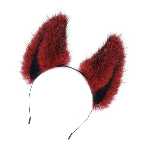 DEKKRYNFV Fauxpelze Füchse Wolf Ohren Stirnband Pelzige Handgefertigte Tierhaarband Kopfbekleidung Halloween Kostüm Cosplay Accessoires Katzen Füchse Wolf Stirnband Und Schwanz von DEKKRYNFV