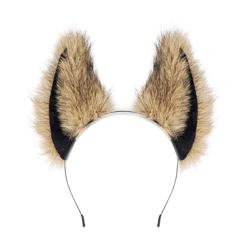 DEKKRYNFV Fauxpelze Füchse Wolf Ohren Stirnband Pelzige Handgefertigte Tierhaarband Kopfbekleidung Halloween Kostüm Cosplay Accessoires Katzen Füchse Wolf Stirnband Und Schwanz von DEKKRYNFV