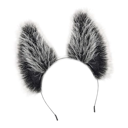 DEKKRYNFV Fauxpelze Füchse Wolf Ohren Stirnband Pelzige Handgefertigte Tierhaarband Kopfbekleidung Halloween Kostüm Cosplay Accessoires Katzen Füchse Wolf Stirnband Und Schwanz von DEKKRYNFV