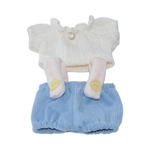 DEKKRYNFV Kreatives Baumwollpuppen Kleidungsstück Mit Top Und Hosenträgern Puppen Outfit Für 10 cm Plüsch Puppen Ankleidungszubehör Kleidung von DEKKRYNFV