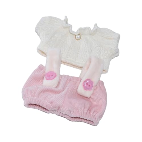 DEKKRYNFV Kreatives Baumwollpuppen Kleidungsstück Mit Top Und Hosenträgern Puppen Outfit Für 10 cm Plüsch Puppen Ankleidungszubehör Kleidung von DEKKRYNFV