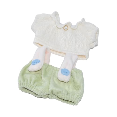 DEKKRYNFV Kreatives Baumwollpuppen Kleidungsstück Mit Top Und Hosenträgern Puppen Outfit Für 10 cm Plüsch Puppen Ankleidungszubehör Kleidung von DEKKRYNFV