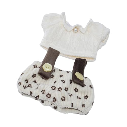 DEKKRYNFV Kreatives Baumwollpuppen Kleidungsstück Mit Top Und Hosenträgern Puppen Outfit Für 10 cm Plüsch Puppen Ankleidungszubehör Kleidung von DEKKRYNFV