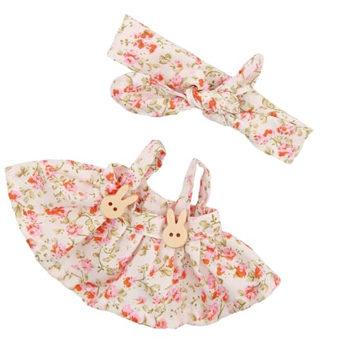 DEKKRYNFV Puppenkleidungsset Mit Blumenbogenknoten Haarband Und Riemchrock Für 17 cm Plüsch Puppenausstellungszubehör Kleidung Set Kleidung Set von DEKKRYNFV