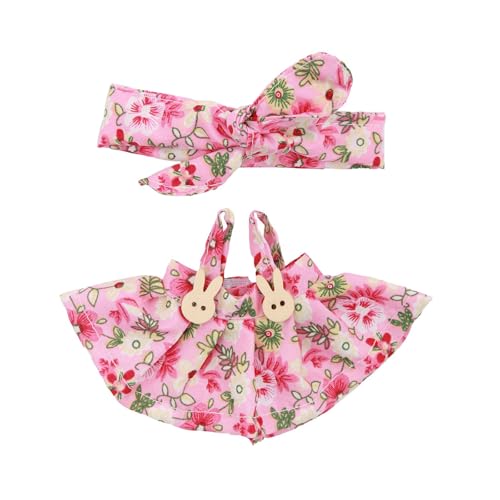DEKKRYNFV Puppenkleidungsset Mit Blumenbogenknoten Haarband Und Riemchrock Für 17 cm Plüsch Puppenausstellungszubehör Kleidung Set Kleidung Set von DEKKRYNFV