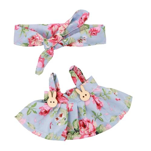 DEKKRYNFV Puppenkleidungsset Mit Blumenbogenknoten Haarband Und Riemchrock Für 17 cm Plüsch Puppenausstellungszubehör Kleidung Set Kleidung Set von DEKKRYNFV