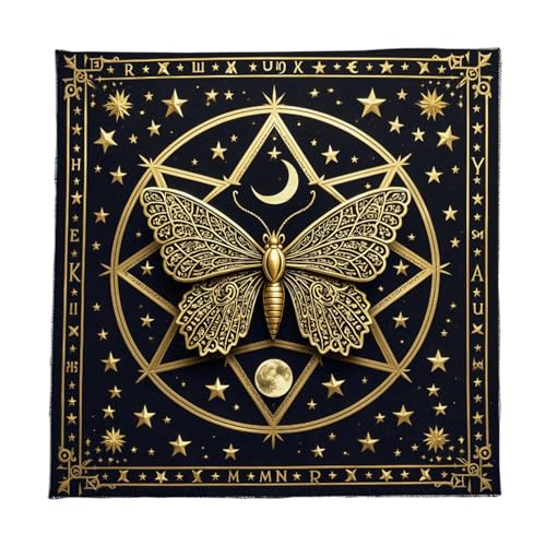DEKKRYNFV Schmetterling Sternmuster Astrologie Tischdecke Altäre Stoff Quadratische Göttisch Kartentisch Stoff Hexerei von DEKKRYNFV