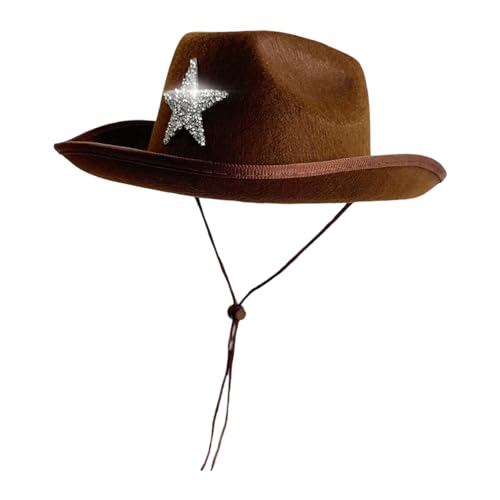 Kinder Hüte Mit Glänzenden Stern Strasssteinen Dekors Fedoras Für Halloween Event Dressing Accessoire Children Rassonstones Western von DEKKRYNFV