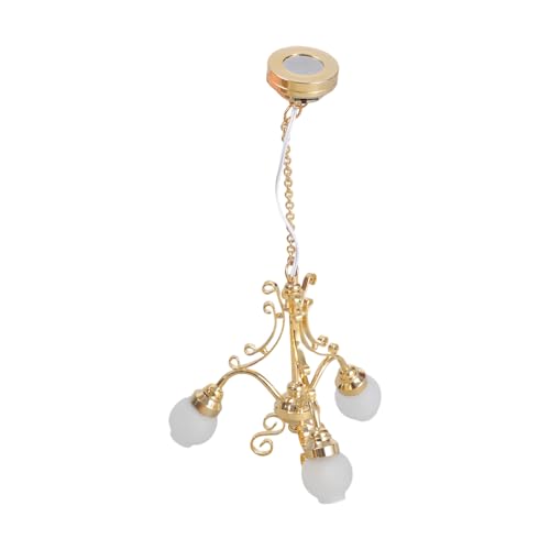 Kronleuchter Model Schlafzimmer Deckenleuchte Miniaturmöbelmodell Zubehör Rollenspiele Einrichtungsgegenstände Beleuchtung Spielzeug Einstellbare Vintage Anhängerlampe Für Miniaturen von DEKKRYNFV