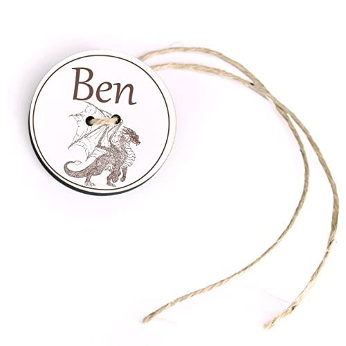 dekolando Schultüten Anhänger mit Name und Drache Motiv - Kinder Geschenk Einschulung Schulanfang Ø 5 cm von DEKOLANDO
