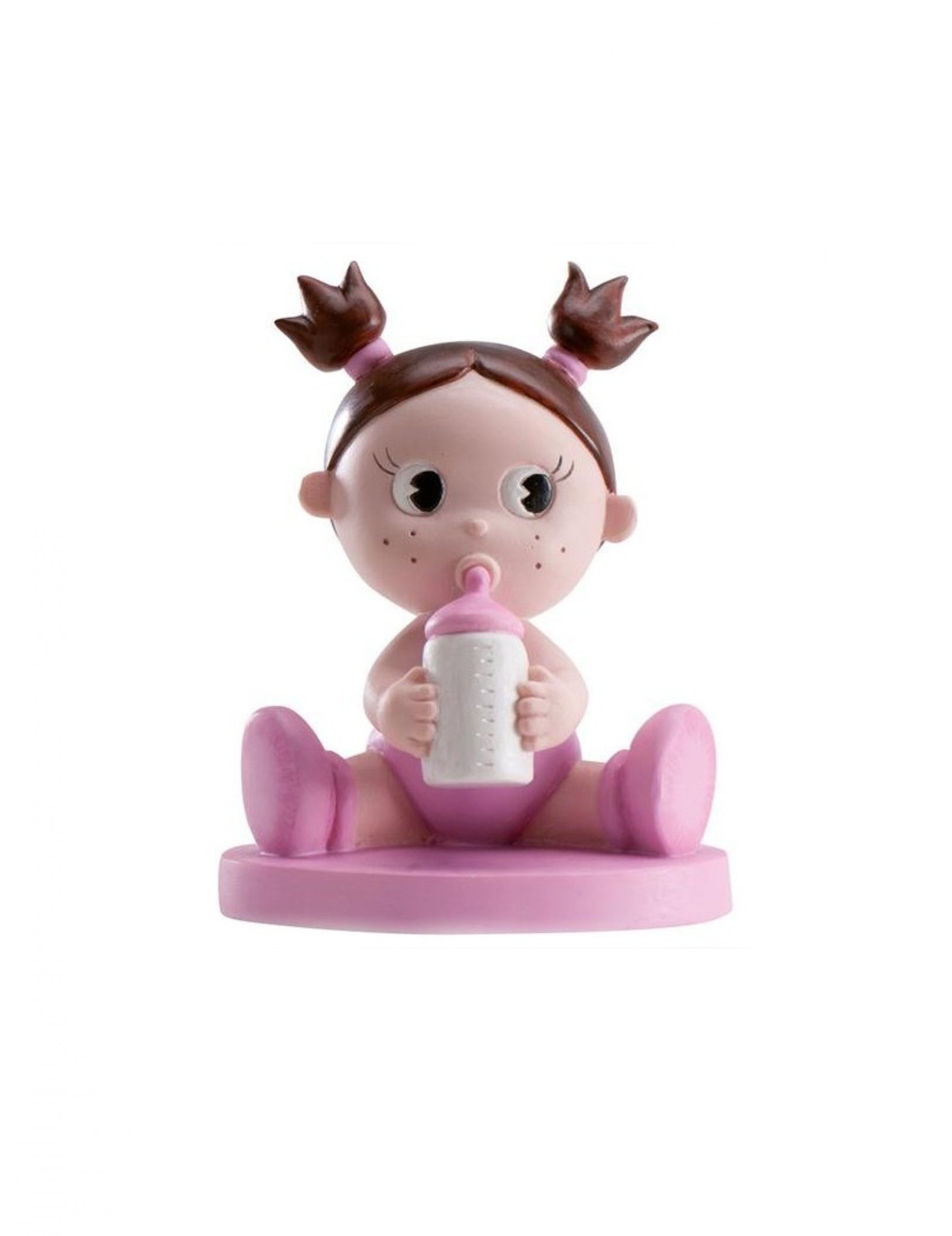 Baby-Mädchen Figur mit Fläschchen 10 cm Baby Shower Deko von DEKORA