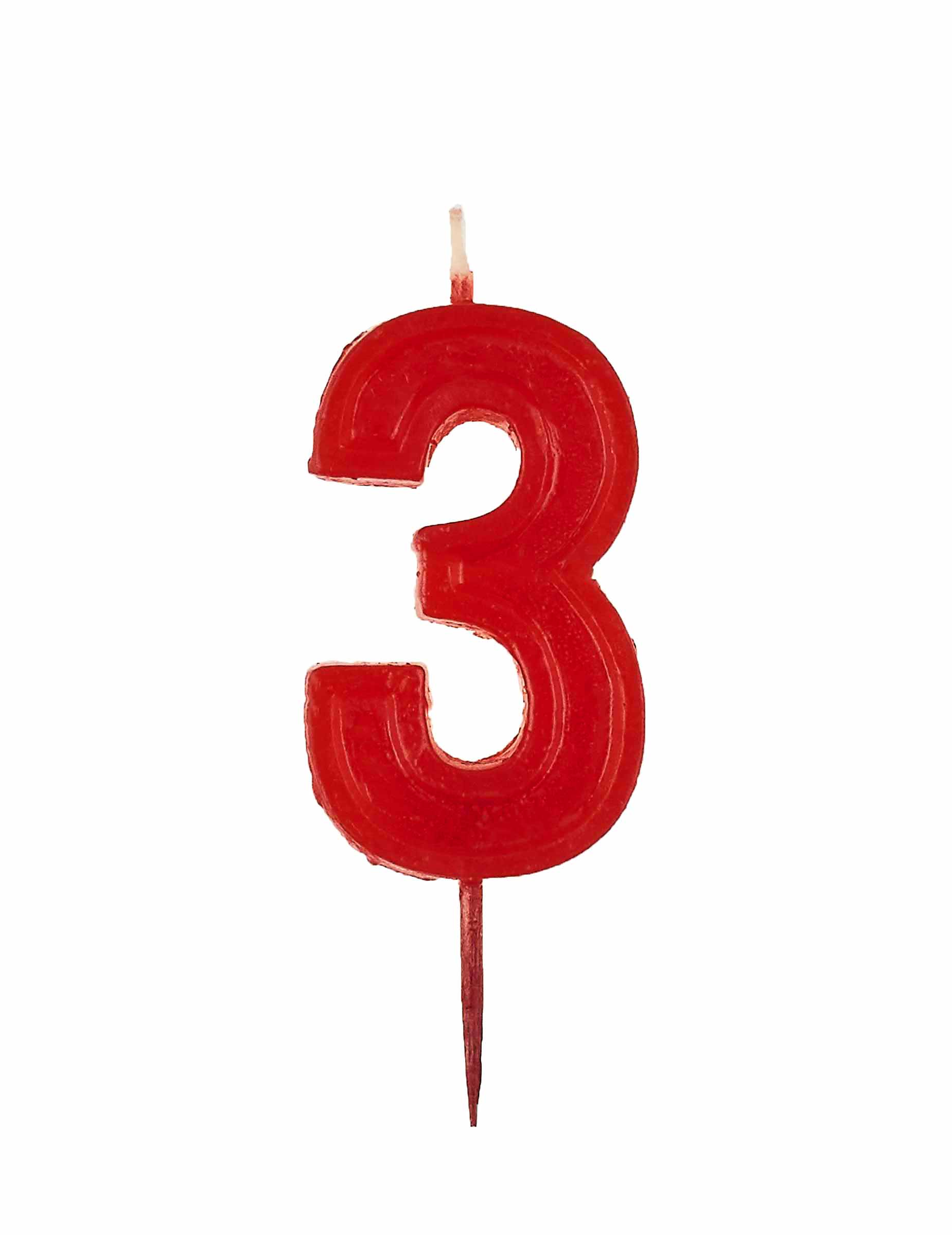 Geburtstagskerze Zahl 3 Rot Geburtstagskerze Zahl 3 Rot von DEKORA