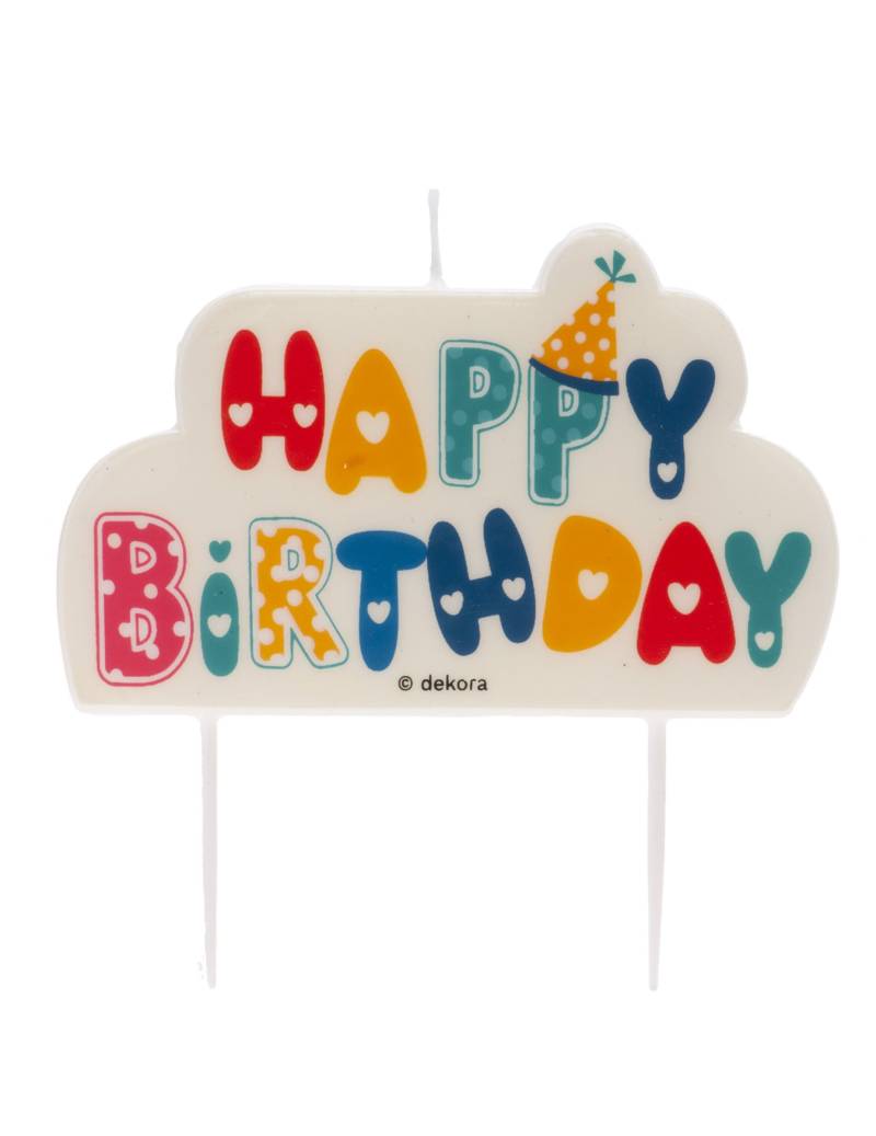 Happy Birthday Kerze festlich 10 x 6 cm für Kuchen Happy Birthday Kerze festlich 10 x 6 cm für Kuchen von DEKORA